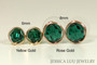 Gold Emerald Green Crystal Stud Earrings - Available in 2 Sizes and Other Metal Options