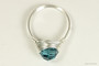 Sterling silver wire wrapped teal blue indicolite crystal solitaire ring handmade by Jessica Luu Jewelry