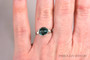 Sterling silver wire wrapped teal blue indicolite crystal solitaire ring handmade by Jessica Luu Jewelry