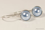 Sterling silver wire wrapped light blue pearl drop earrings handmade by Jessica Luu Jewelry