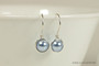 Sterling silver wire wrapped light blue  pearl drop earrings handmade by Jessica Luu Jewelry