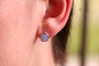 Rose Gold Air Blue Opal Crystal Stud Earrings - Other Metal Options Available