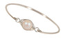 Sterling Silver Iridescent White Pearl Bangle Bracelet - Other Metal Options Available