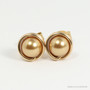 6mm dark gold metallic pearl stud earrings wrapped with 14K yellow gold filled wire handmade by Jessica Luu Jewelry