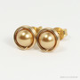 6mm dark gold metallic pearl stud earrings wrapped with 14K yellow gold filled wire handmade by Jessica Luu Jewelry