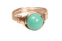 14K rose gold filled wire wrapped jade green pearl ring handmade by Jessica Luu Jewelry