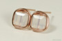 14K rose gold filled wire wrapped white opal crystal cube stud earrings handmade by Jessica Luu Jewelry
