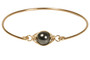 Gold Black Pearl Bangle Bracelet - Other Metal Options Available