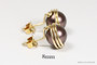 14K yellow gold filled wire wrapped dark chocolate velvet brown pearl stud earrings handmade by Jessica Luu Jewelry