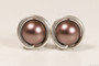 Sterling silver wire wrapped dark velvet brown pearl stud earrings handmade by Jessica Luu Jewelry