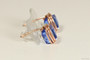 14K rose gold filled wire wrapped sapphire blue crystal cube stud earrings handmade by Jessica Luu Jewelry