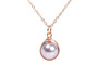 14K rose gold filled wire wrapped 10mm round lavender pearl solitaire pendant on chain necklace handmade by Jessica Luu Jewelry
