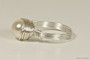 Sterling silver wire wrapped ivory cream pearl solitaire ring handmade by Jessica Luu Jewelry
