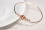 14k rose gold filled wire wrapped bangle bracelet with pearl handmade by Jessica Luu Jewelry