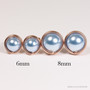 Gold Light Blue Pearl Stud Earrings - Available in 2 Sizes and More Metal Options