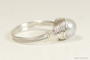 Sterling silver iridescent dove grey pearl solitaire ring handmade by Jessica Luu Jewelry