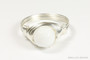 Sterling silver wire wrapped 8mm faceted round white alabaster gemstone solitaire ring handmade by Jessica Luu Jewelry