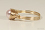 14K yellow gold filled wire wrapped light pink rosaline pearl solitaire ring handmade by Jessica Luu Jewelry
