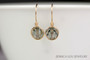 14K yellow gold filled wire wrapped black diamond grey crystal drop earrings handmade by Jessica Luu Jewelry
