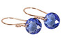 Rose Gold Sapphire Blue Crystal Earrings - Other Metal Options Available