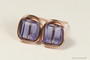 14K rose gold filled wire wrapped blue purple tanzanite crystal cube square stud earrings handmade by Jessica Luu Jewelry