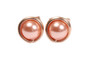 14K rose gold peach pearl stud earrings handmade by Jessica Luu Jewelry