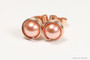 14K rose gold peach pearl stud earrings handmade by Jessica Luu Jewelry