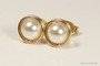 14K yellow gold filled wire wrapped cream ivory pearl stud earrings handmade by Jessica Luu Jewelry