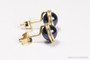 14K yellow gold filled wire wrapped dark navy night blue pearl stud earrings handmade by Jessica Luu Jewelry