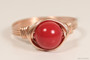 14K rose gold filled wire wrapped red coral pearl solitaire ring handmade by Jessica Luu Jewelry
