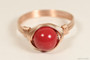 14K rose gold filled wire wrapped red coral pearl solitaire ring handmade by Jessica Luu Jewelry