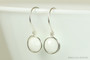 Sterling silver wire wrapped 8mm white alabaster faceted gemstone drop earrings handmade by Jessica Luu Jewelry