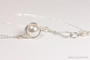 Sterling silver wire wrapped white pearl solitaire pendant on chain necklace handmade by Jessica Luu Jewelry