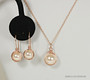14K rose gold filled wire wrapped drop earrings and necklace set with creamrose pearls handmade by Jessica Luu Jewelry