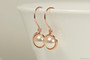 14K rose gold filled wire wrapped drop earrings with creamrose pearls handmade by Jessica Luu Jewelry