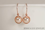 14K rose gold filled wire wrapped drop earrings with creamrose pearls handmade by Jessica Luu Jewelry
