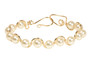 14k yellow gold filled wire wrapped bracelet with cream pearls handmade by Jessica Luu Jewelry