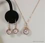14K rose gold filled wire wrapped lavender pearl drop earrings and necklace set handmade by Jessica Luu Jewelry
