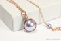 Rose Gold Lavender Pearl Earrings - Available with Matching Necklace and Other Metal Option