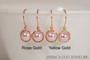 14K yellow gold filled wire wrapped light pink rosaline pearl drop earrings handmade by Jessica Luu Jewelry
