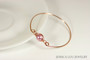 14K rose gold filled wire wrapped bangle bracelet with powder rose pearl handmade by Jessica Luu Jewelry