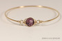 14k yellow gold filled wire wrapped bangle bracelet with amethyst purple crystal handmade by Jessica Luu Jewelry