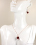 Rose Gold Garnet Red Crystal Necklace - Available with Matching Earrings and More Metal Options