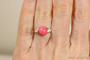 Sterling silver wire wrapped pink coral natural gemstone solitaire ring handmade by Jessica Luu Jewelry