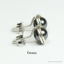 6mm black pearl stud earrings in sterling silver wire wrapped setting handmade by Jessica Luu Jewelry