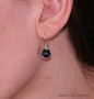 Sterling silver wire wrapped dark navy night blue pearl drop earrings handmade by Jessica Luu Jewelry