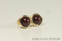 Gold Maroon Pearl Stud Earrings - More Metal Options Available