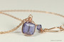 14K rose gold filled wire wrapped tanzanite crystal cube pendant on chain necklace handmade by Jessica Luu Jewelry