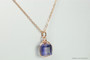 14K rose gold filled wire wrapped tanzanite crystal cube pendant on chain necklace handmade by Jessica Luu Jewelry