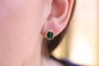 Rose Gold Emerald Green Crystal Stud Earrings - Matching Necklace and Other Metal Options Available